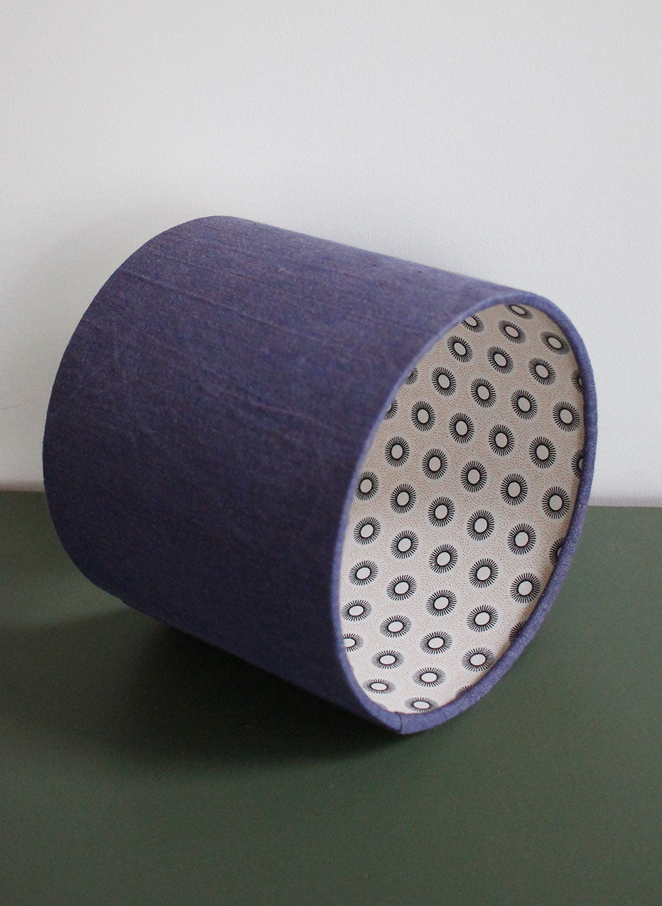 20cm blue linen lampshade with light South African cotton lining