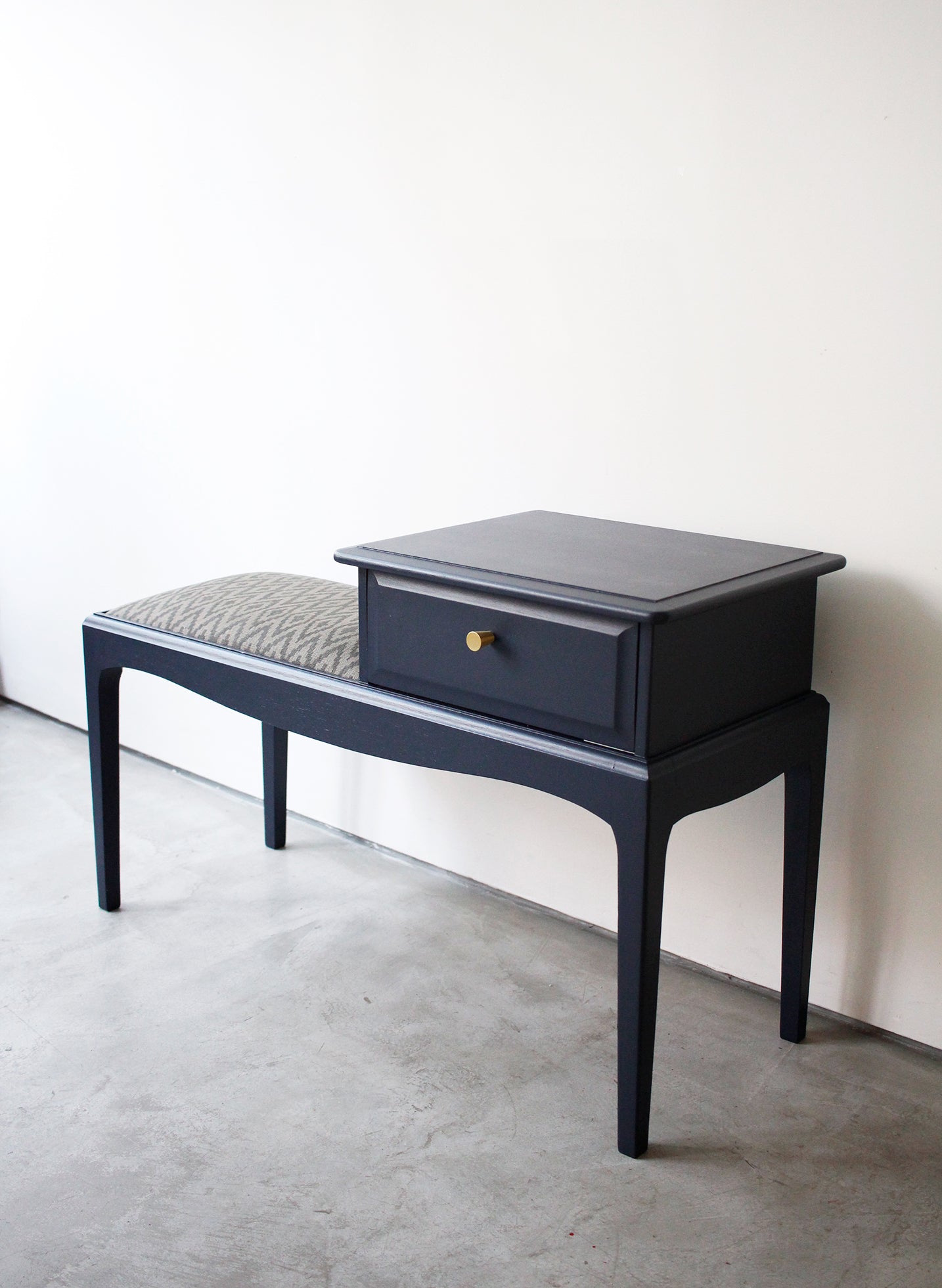 Stag Minstrel Telephone Table Seat in Midnight Blue