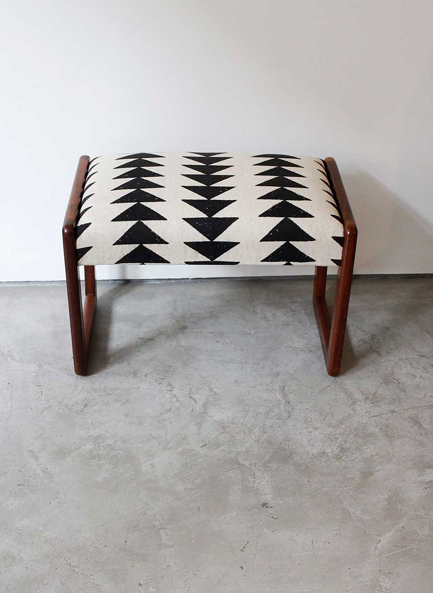 Mid-Century Vintage Vanity Stool - Triangle Print Design