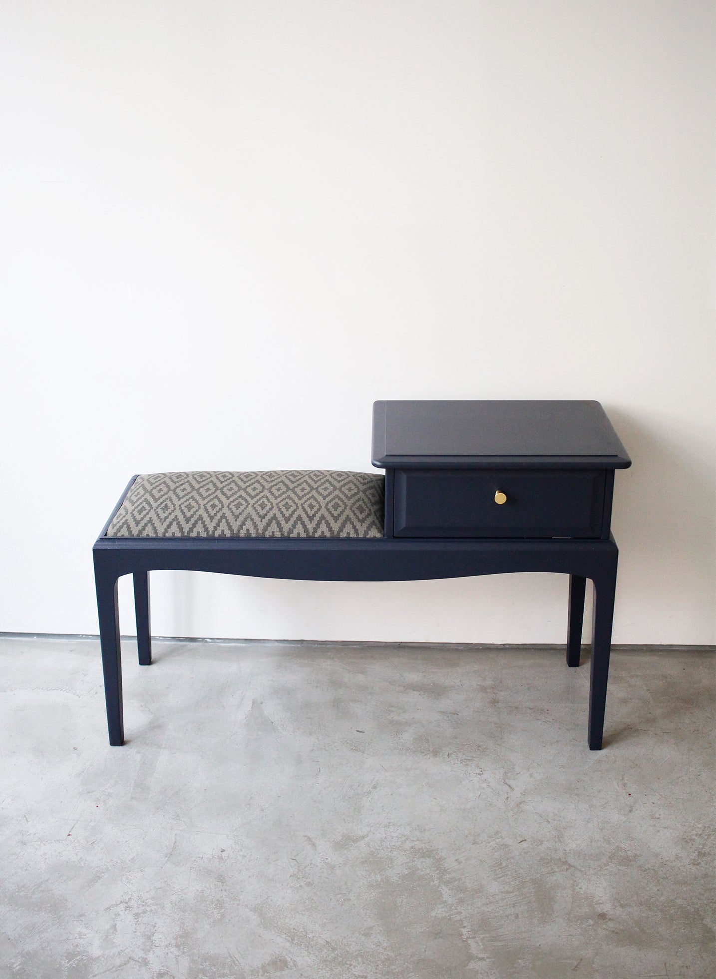 Stag Minstrel Telephone Table Seat in Midnight Blue