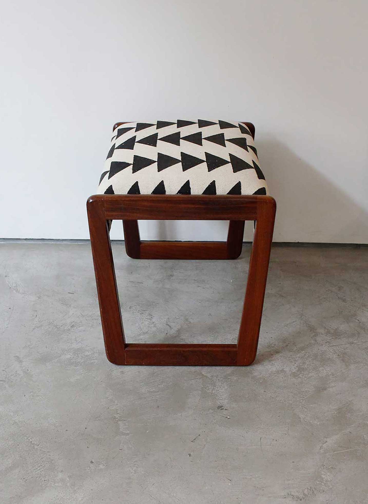 Mid-Century Vintage Vanity Stool - Triangle Print Design