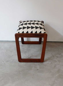 Mid-Century Vintage Vanity Stool - Triangle Print Design