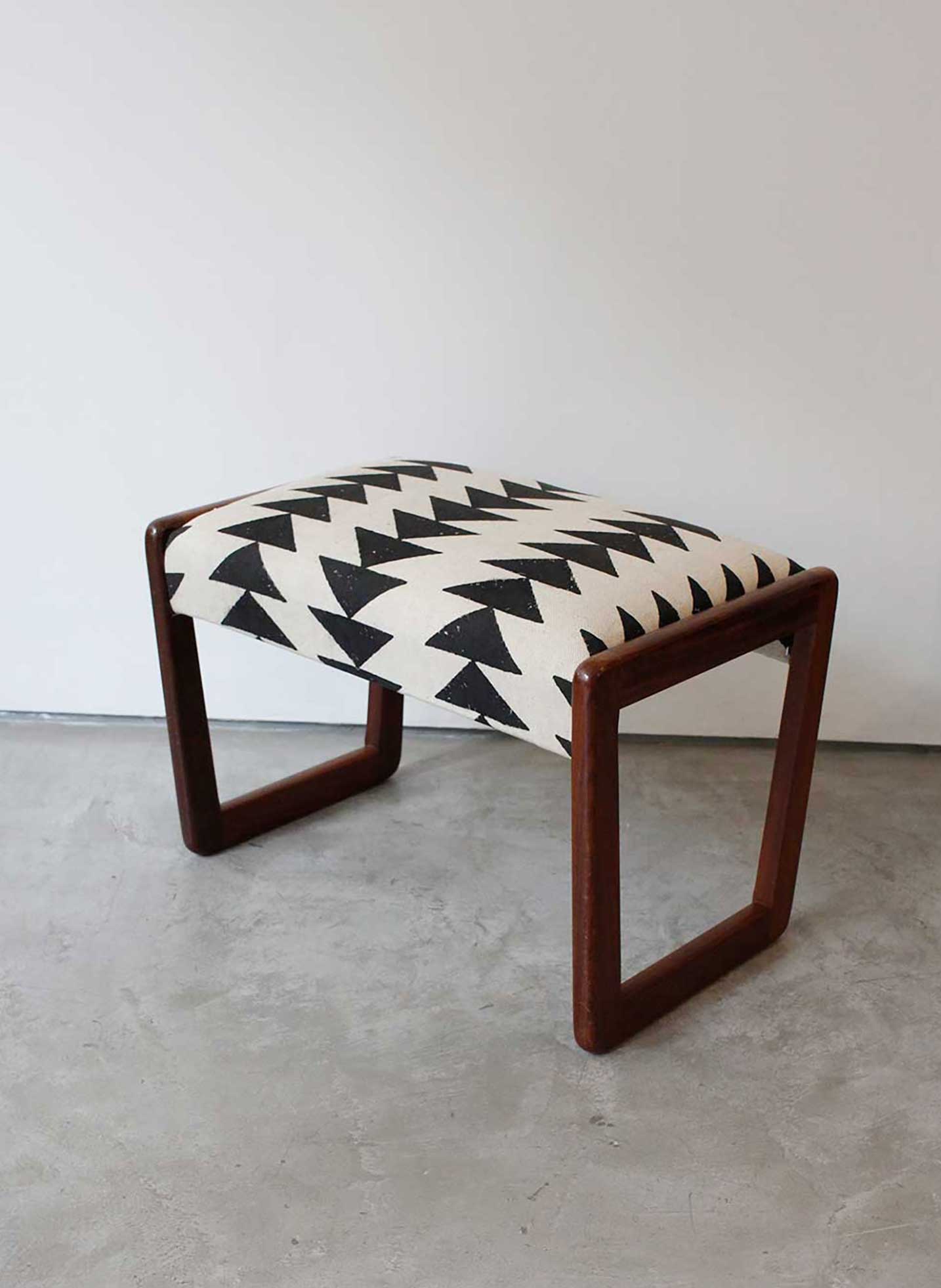 Mid-Century Vintage Vanity Stool - Triangle Print Design