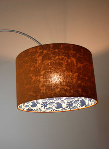 40 cm Double Sided Linen Lampshade - Boston Fall and Indigo Leaves