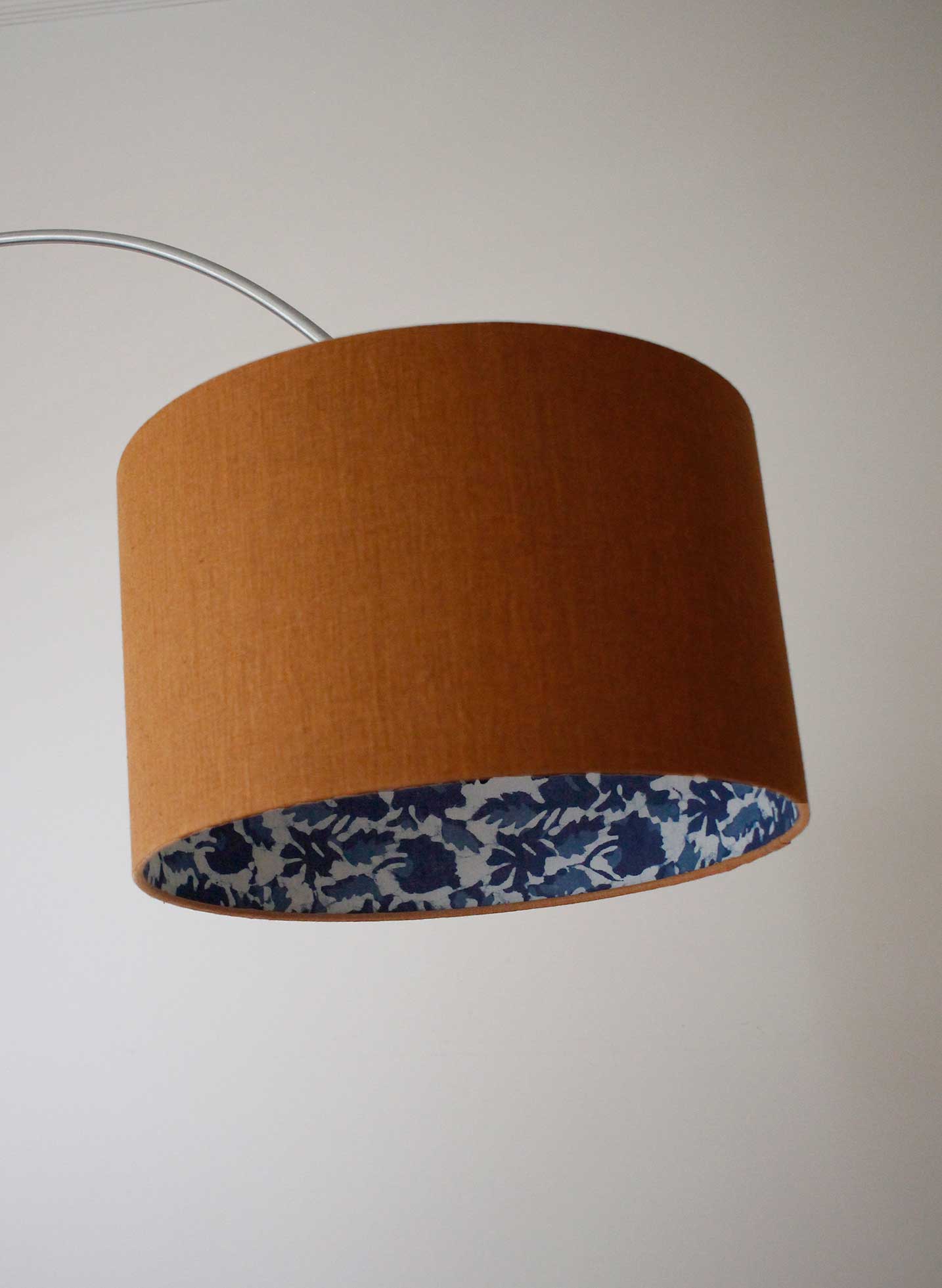 40 cm Double Sided Linen Lampshade - Boston Fall and Indigo Leaves