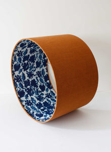 40 cm Double Sided Linen Lampshade - Boston Fall and Indigo Leaves