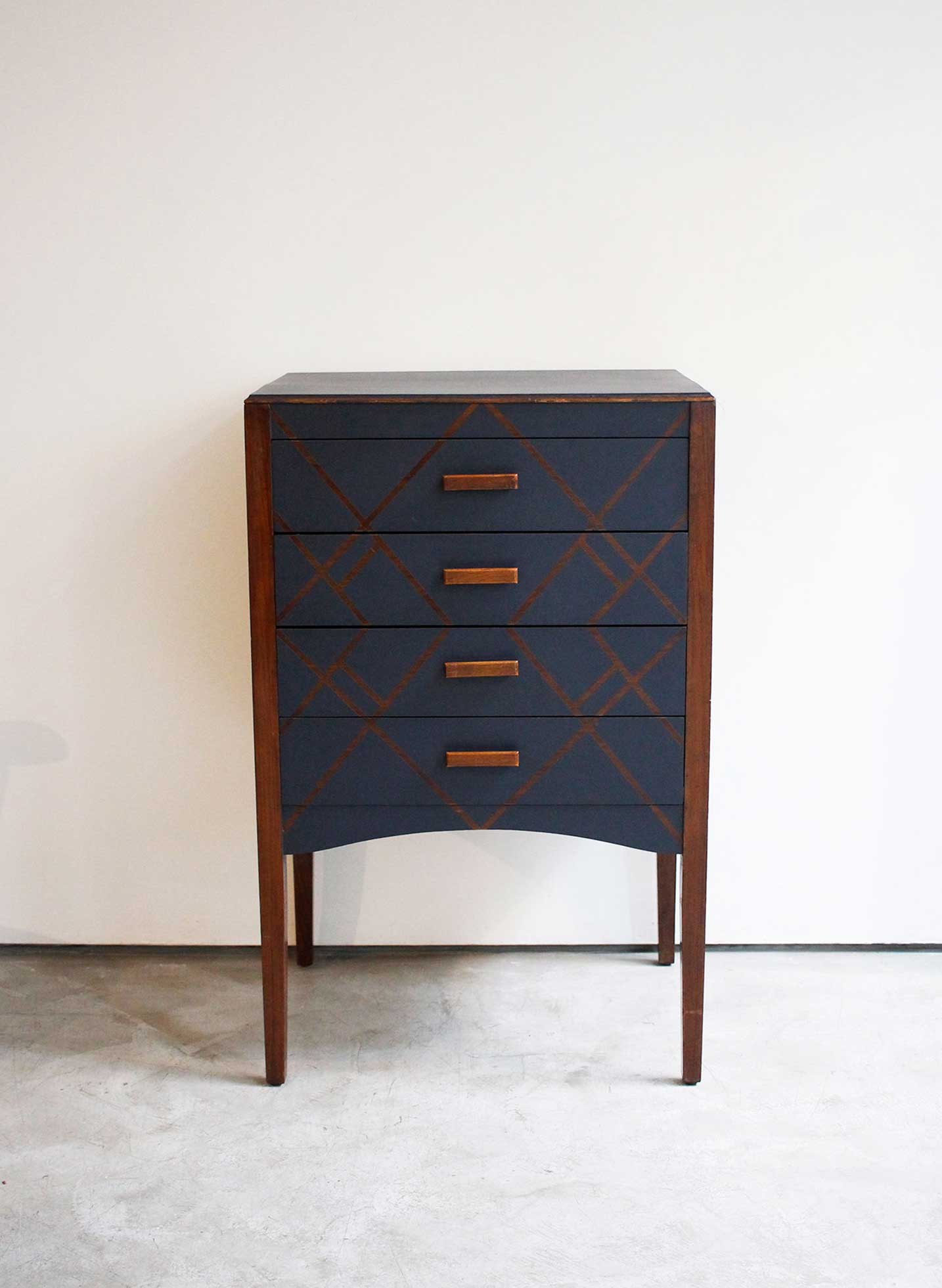 1930s Vintage Drop-Front Cabinet Chest of 4 Drawers