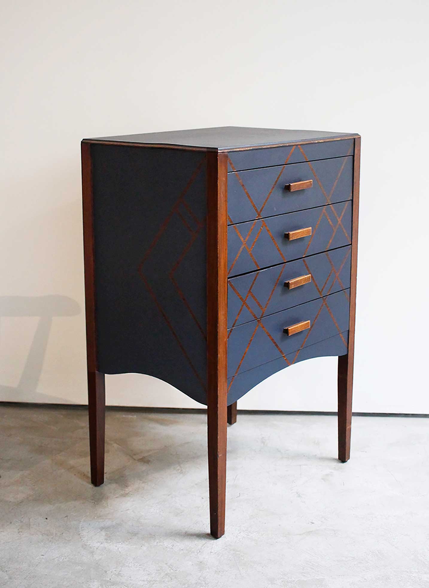 1930s Vintage Drop-Front Cabinet Chest of 4 Drawers