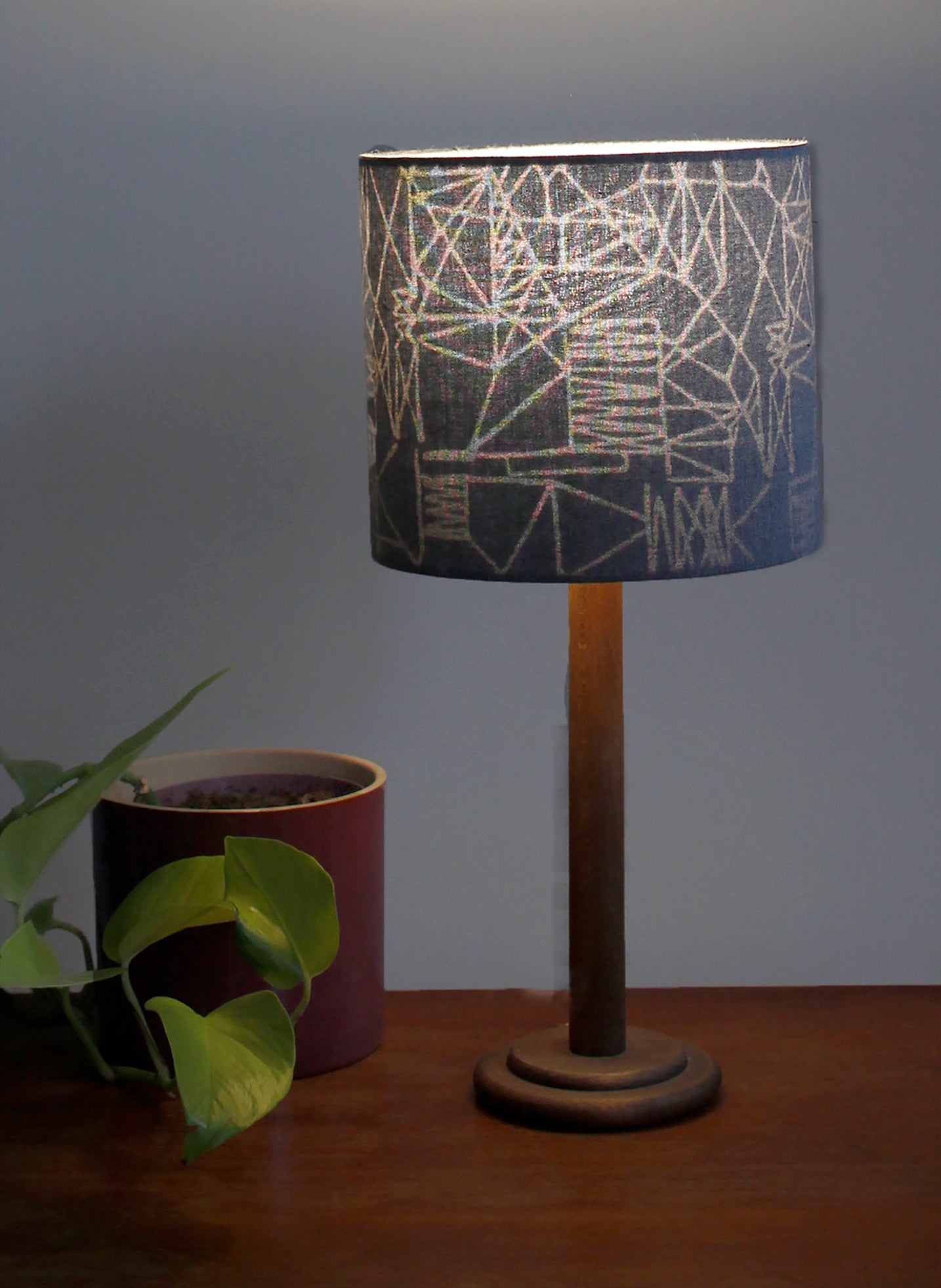 Blue Grey and Malaysian Lines Silhouette Lampshade