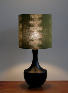 Tall Olive Linen and Black Block Silhouette Lampshade