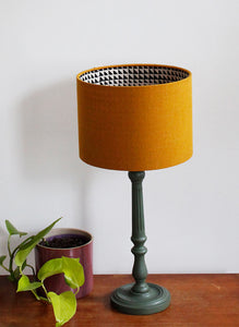Warm Orange Linen and Triangles Silhouette Lampshade