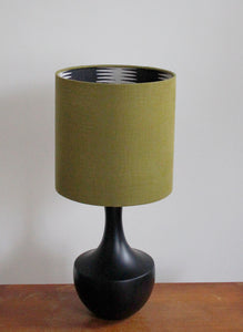 Tall Olive Linen and Black Block Silhouette Lampshade